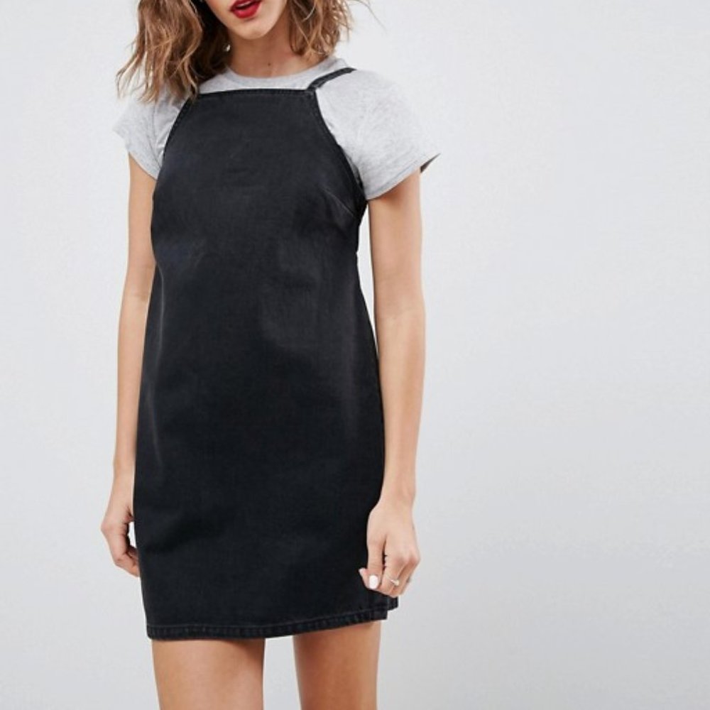 ASOS denim slip dress in washed black